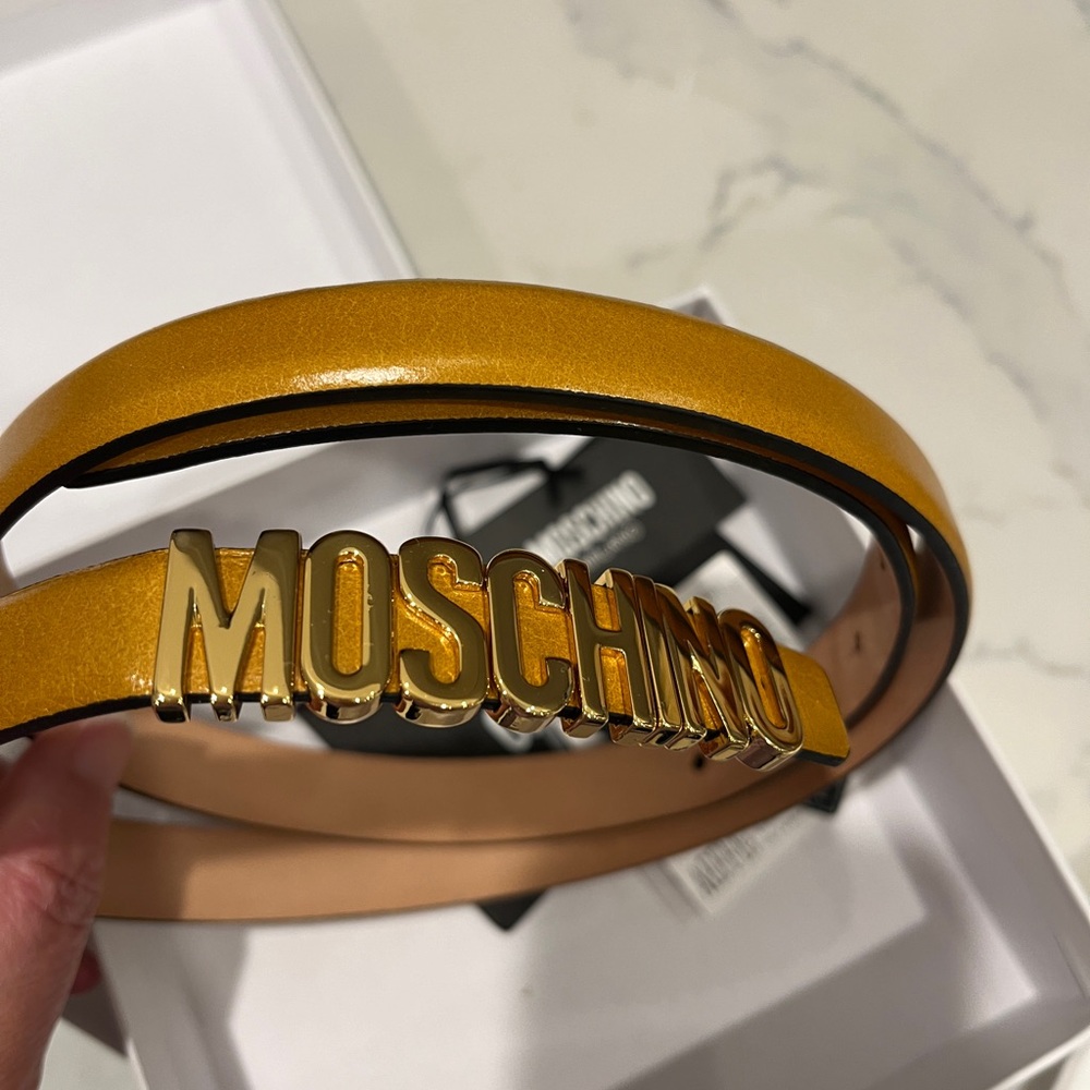 Brand New Moschino Beige Shine Calf Leather with box and dust bag